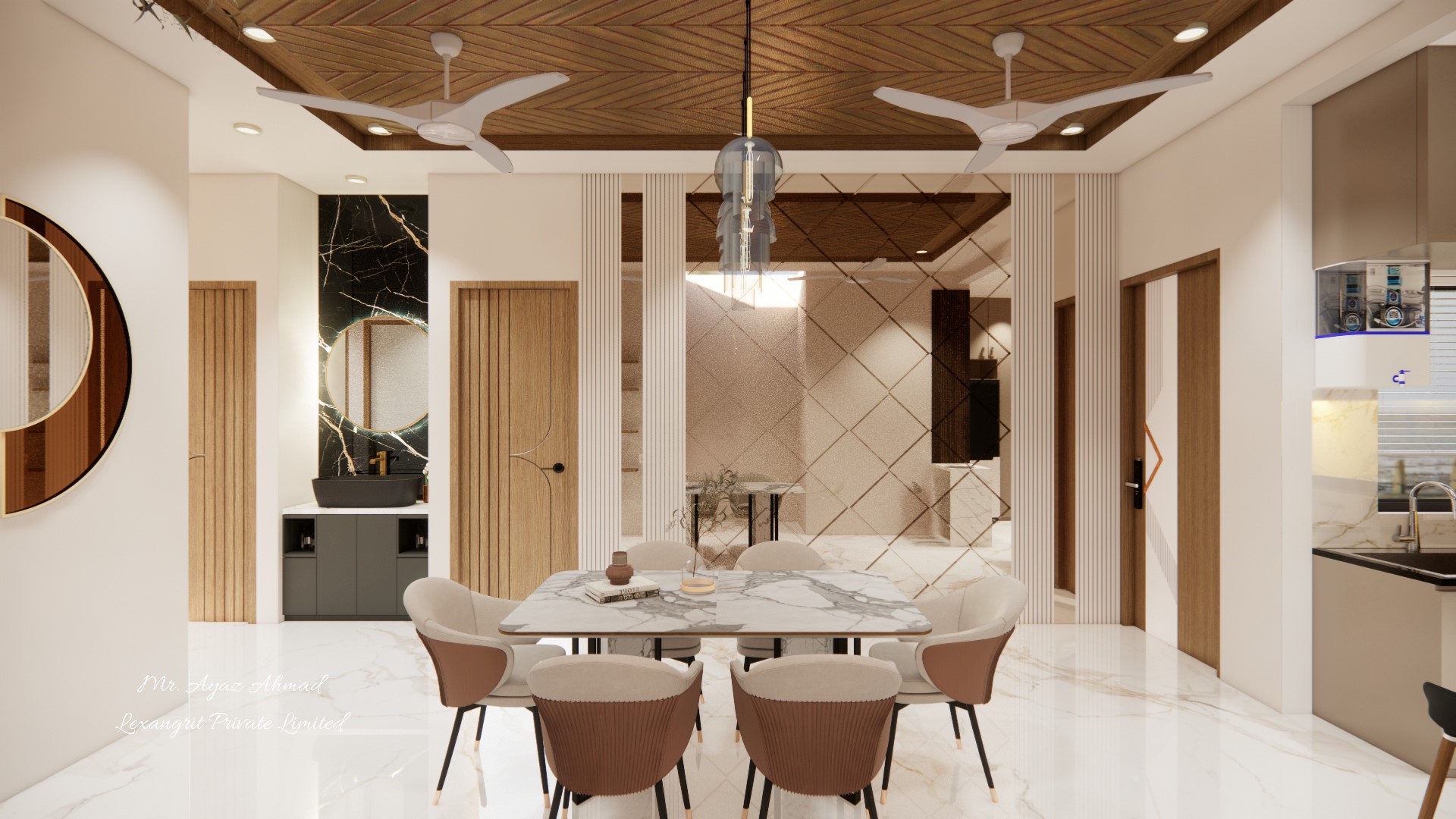 Showing dining area and decorative design