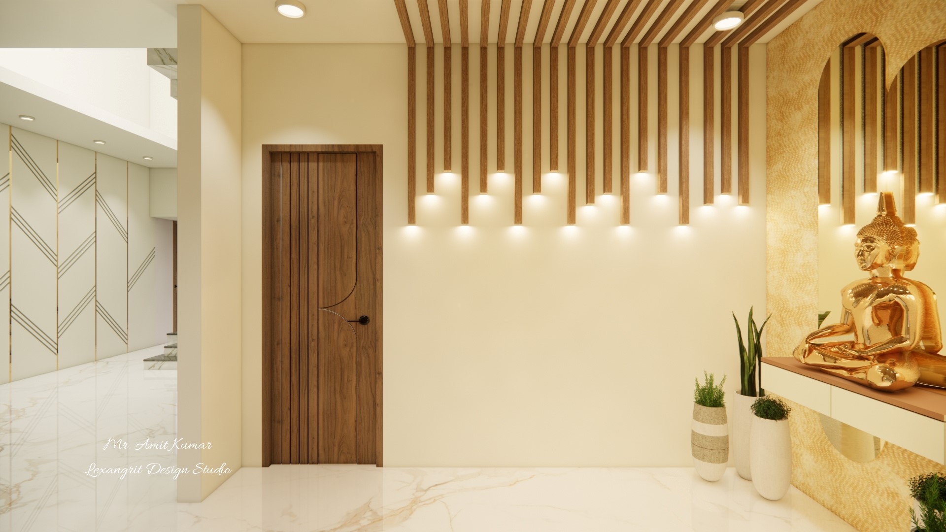Foyer area showing decorative wall design