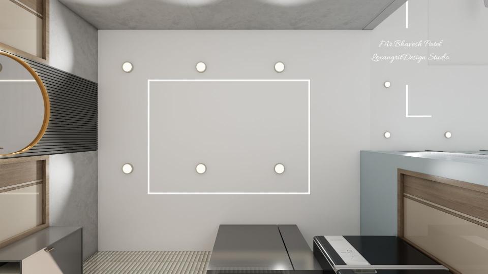 Modern kitchen plain ceiling design with profile lighting, featuring a clean false ceiling layout and linear profile light for minimal and functional kitchen interiors