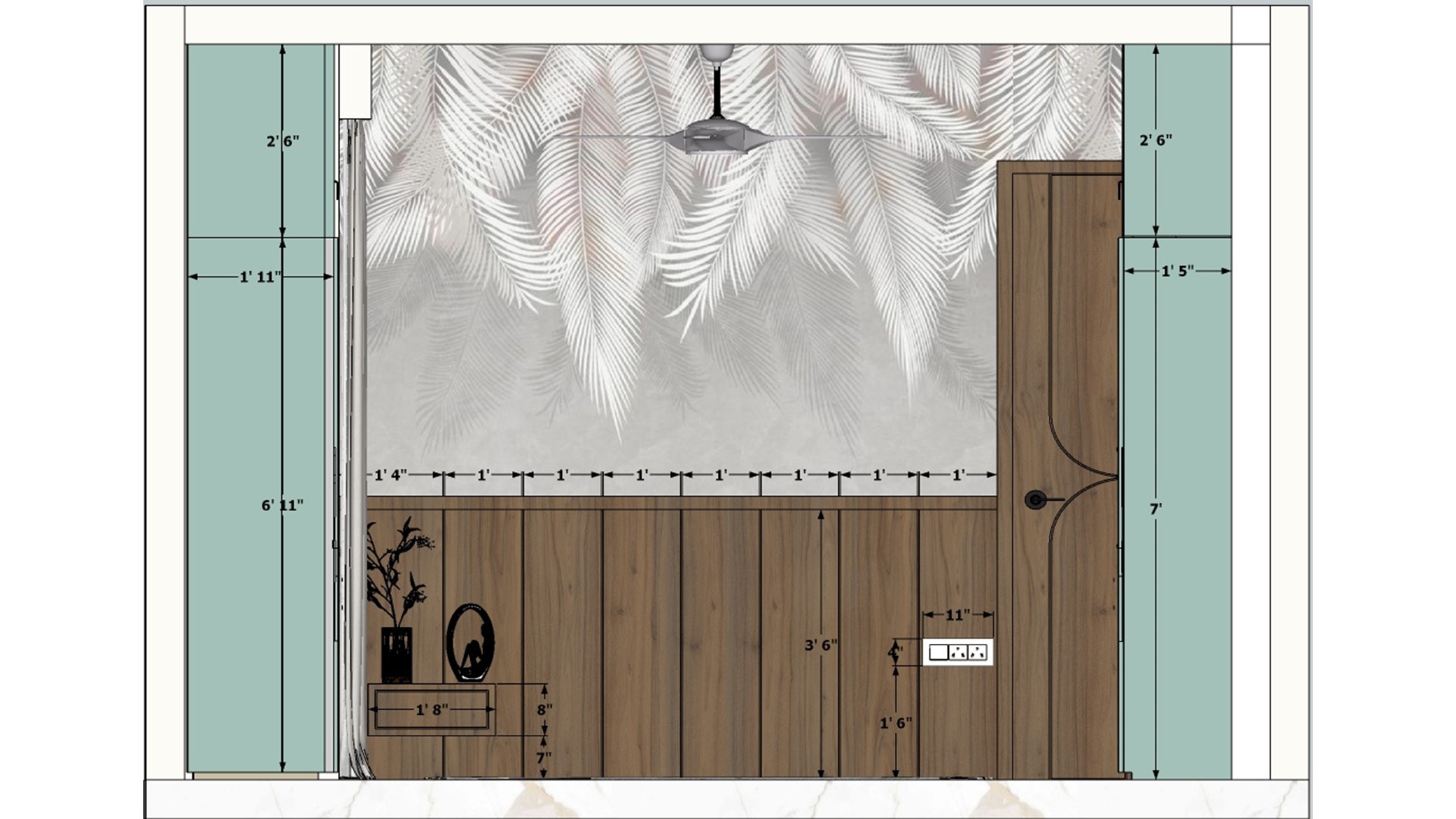 Parents bedroom showing luxurious bed and decorative head board wall