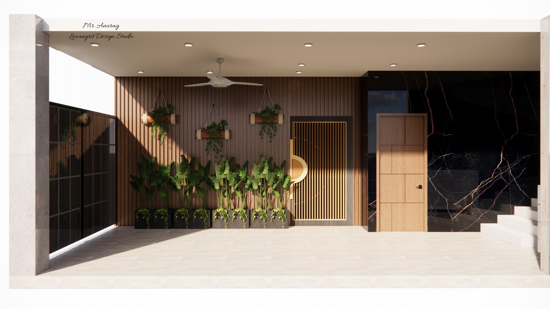 Porch area out side view decorative wall design