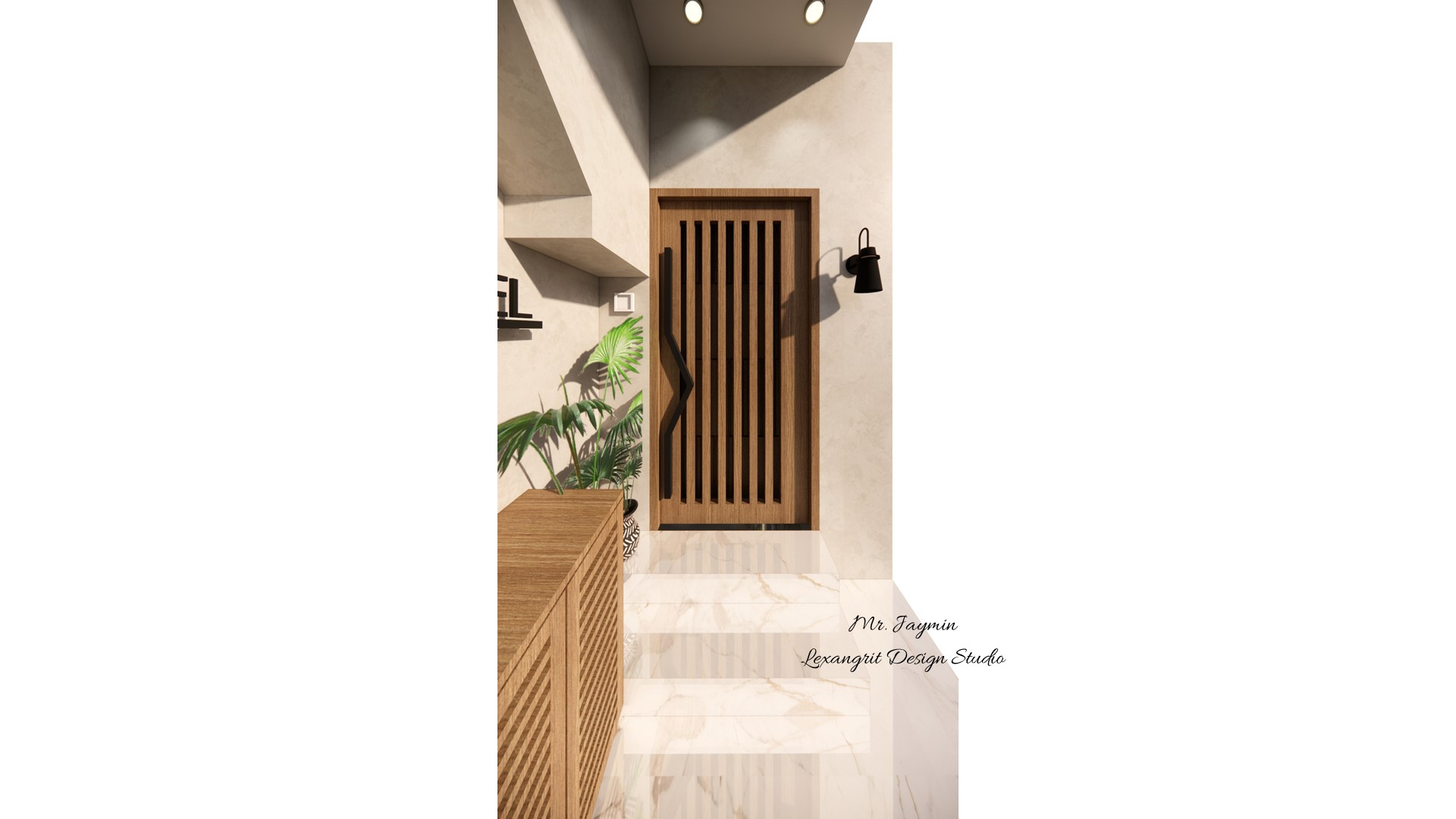 Foyer area decorative main door & shoes unit