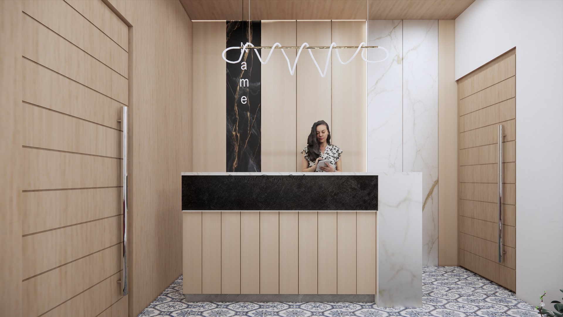 Reception desk design for real estate office