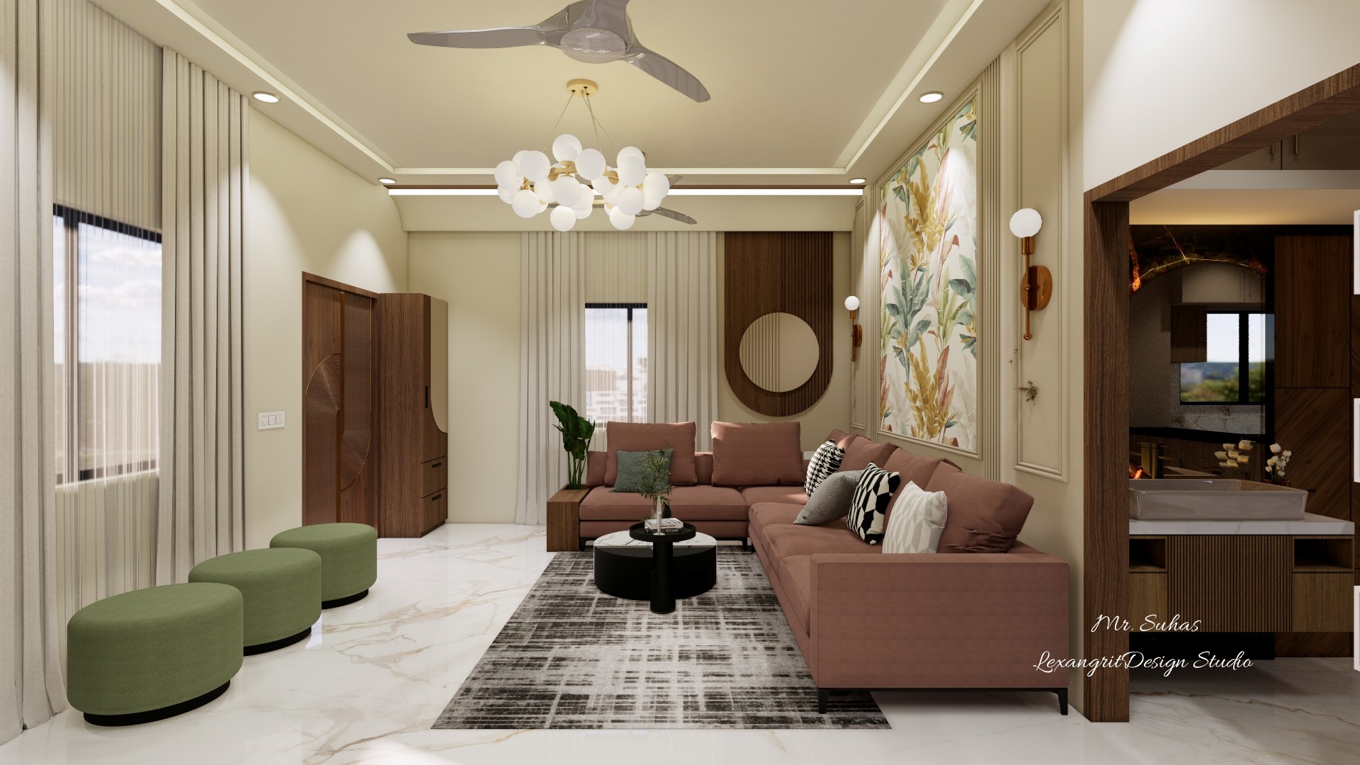 We are interior designers in Ahmednagar | Mr. Suhas Pawar's Villa interior design project by Lexangrit Design Studio
