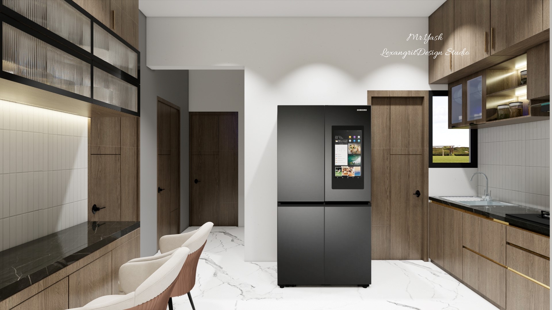Kitchen fridge wall