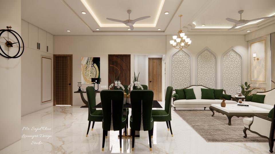 Image of the dining area & living area decorative wall cnc jali cutting design another view
