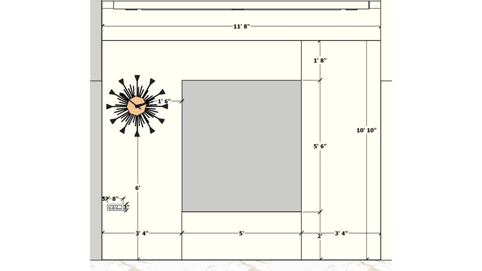 Image of the drawing room another view showing tv unit design,some self ,large sofa front of center table 2d dimensions