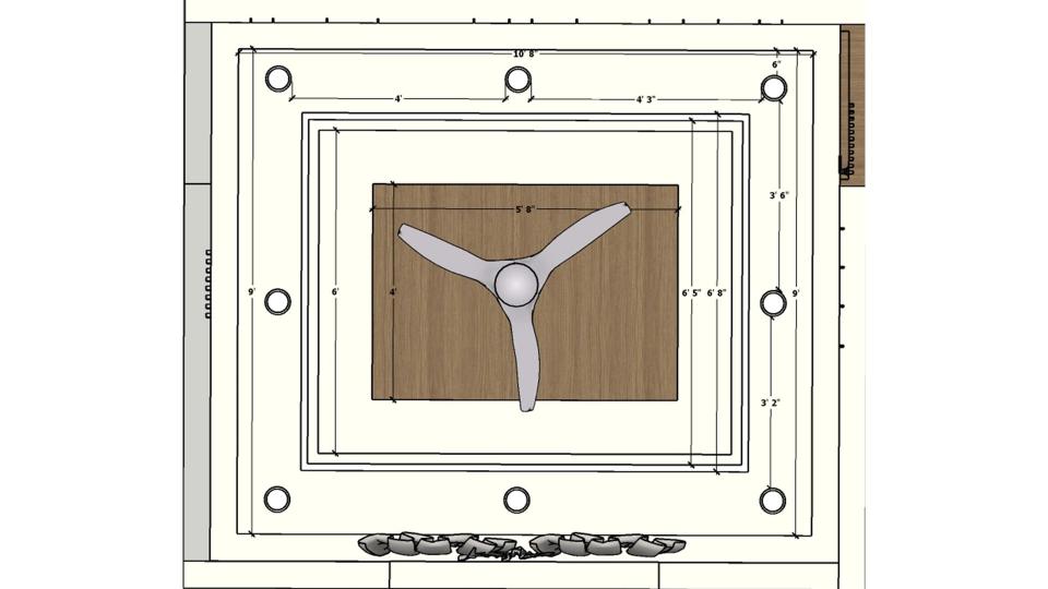 Image of the drawing room false ceiling view  2d dimensions