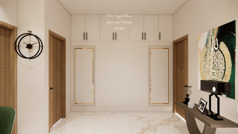 Image  of the living area decorative wall with some storage