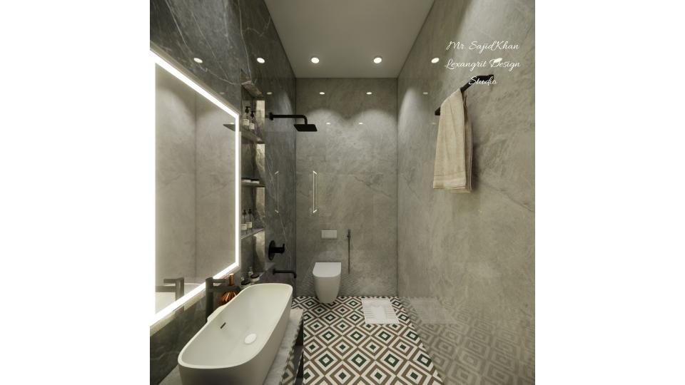 Image of the powder bathroom entrance view