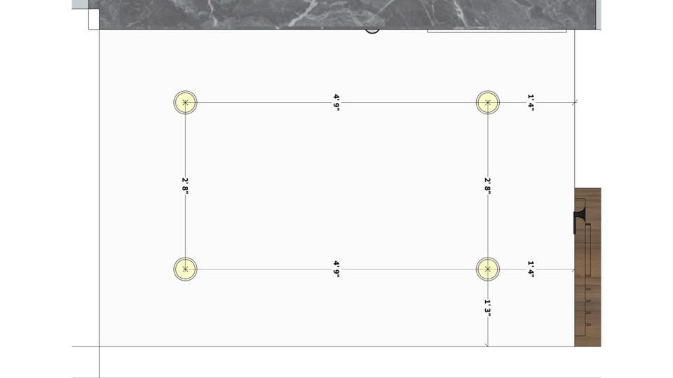 Image of the powder bathroom false ceiling view  2d dimensions
