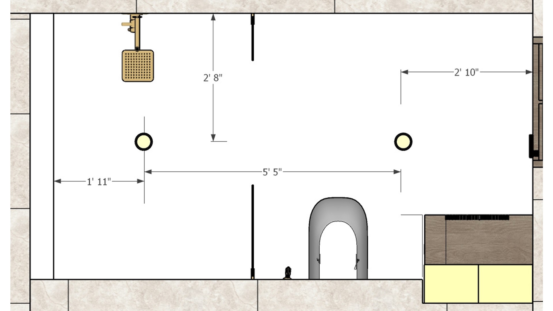 Toilet ceiling measurements drawing with dimensions for false ceiling design