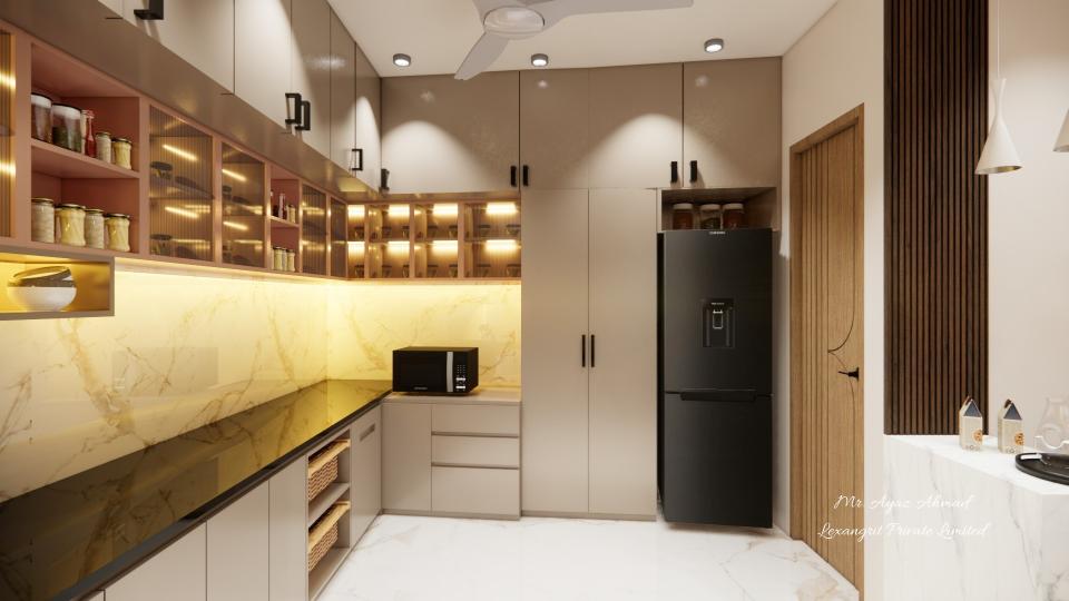 Kitchen storage and appliances view