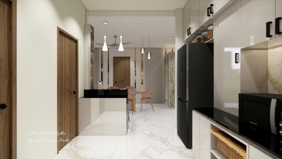 Coffee counter table view from modular kitchen