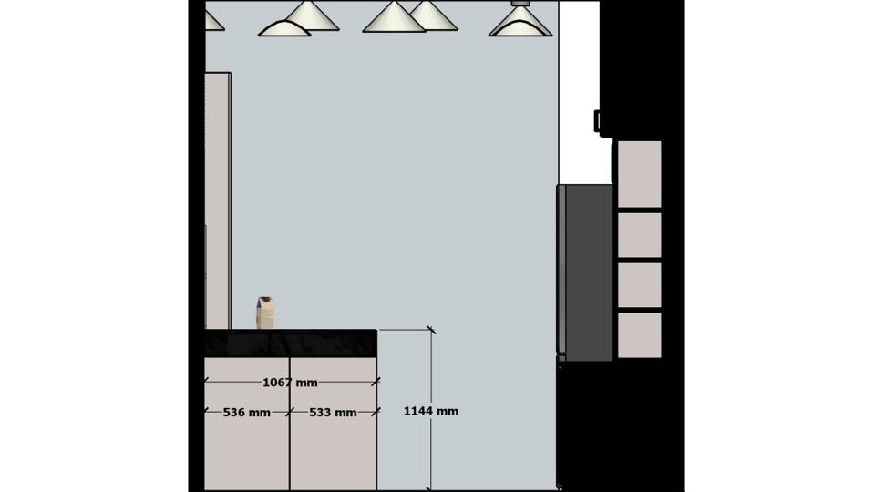 Coffee counter table view from modular kitchen working drawing 2D