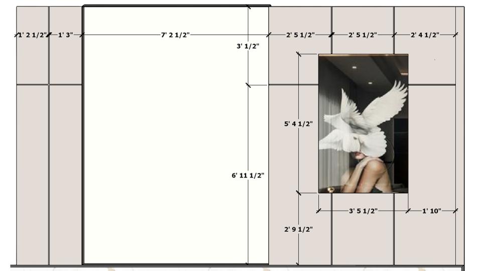 Dining wall working drawing 2D