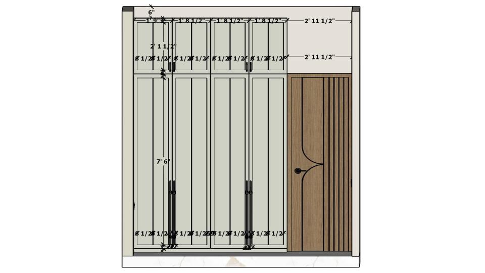 Guest bedroom with pista colored french wardrobe shutter dimensions