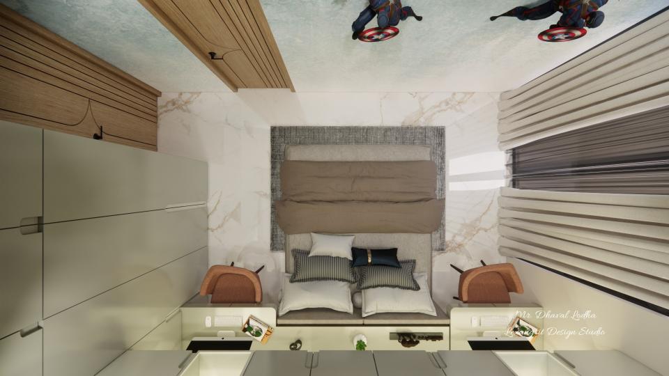 Kids bedroom top view furniture position