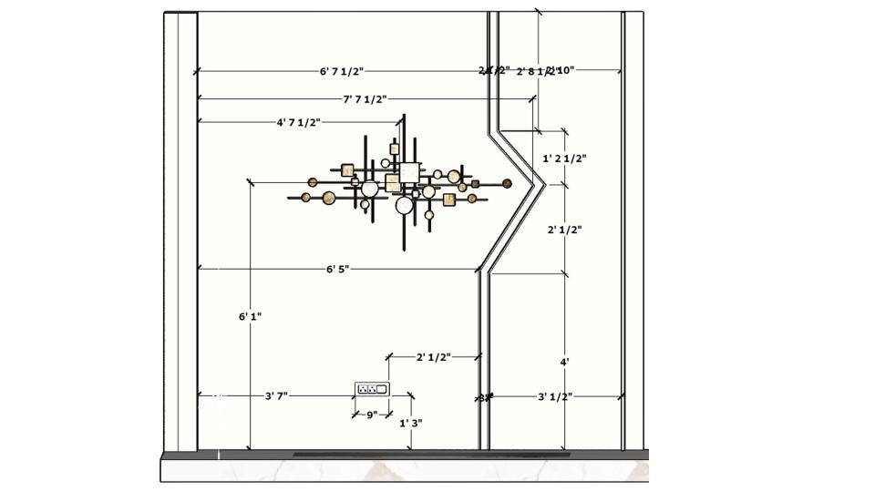 Living room plain wall with gruve cutting dimension