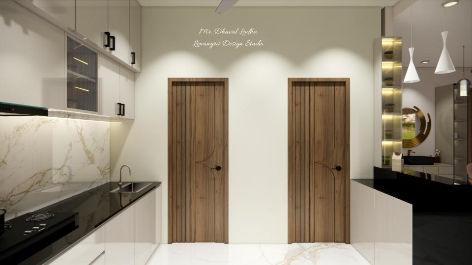 Modular kitchen opposite Wall door view