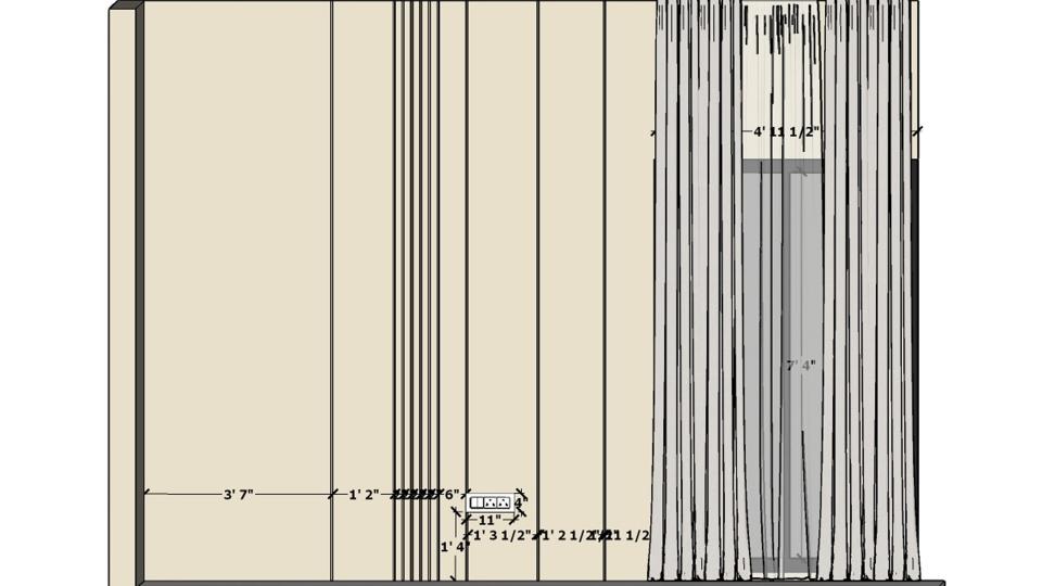 Parents bedroom plain wall only pop group cutting working drawing 2D