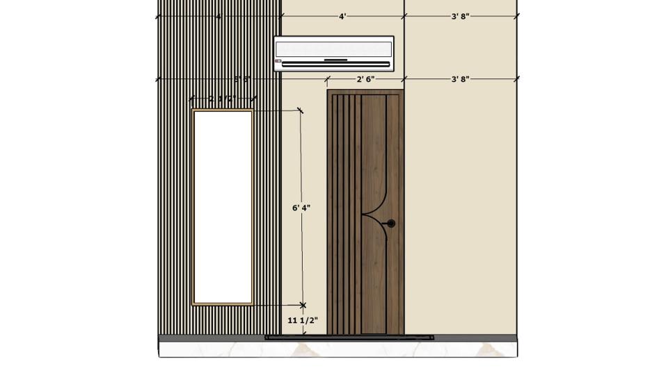 Parents bedroom sober dressing unit on a plane wall working drawings 2D