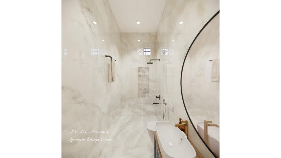 Bathroom entrance to shower area view