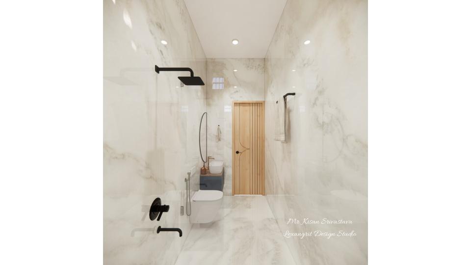 Bathroom to entrance door view