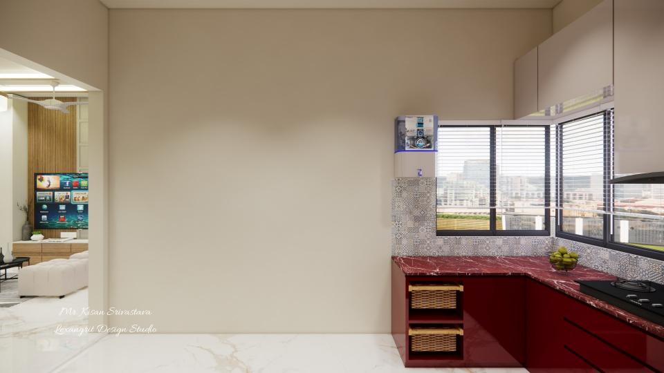 Kitchen showcase wicker basket storage & water purifier