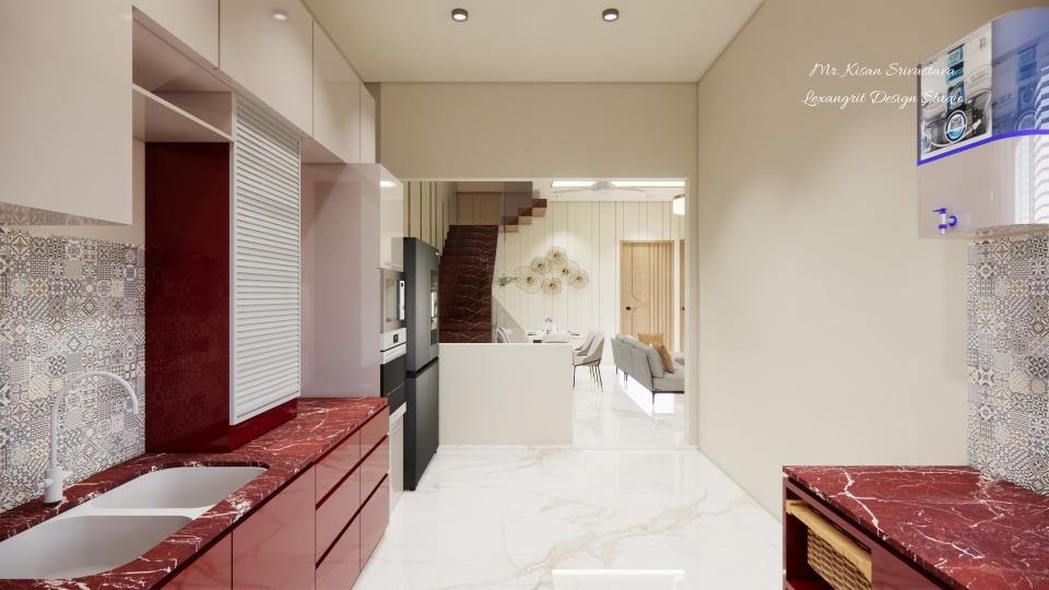 Kitchen to dining area view