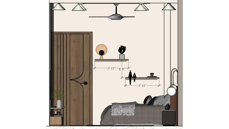 Master bedroom shelf 2d dimensions