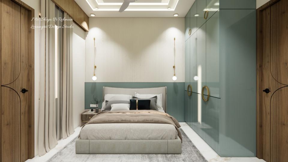 Parents bedroom showcasing luxurious bed,side table &  wardrobe