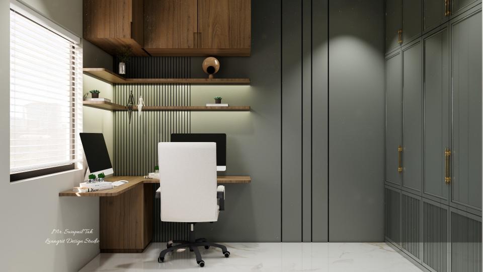 ... bedroom 3 showing study unt  and back side louvers panelling