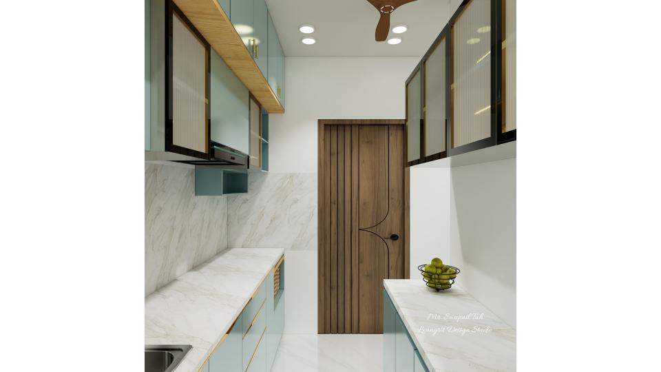 Kitchen after entrance showing