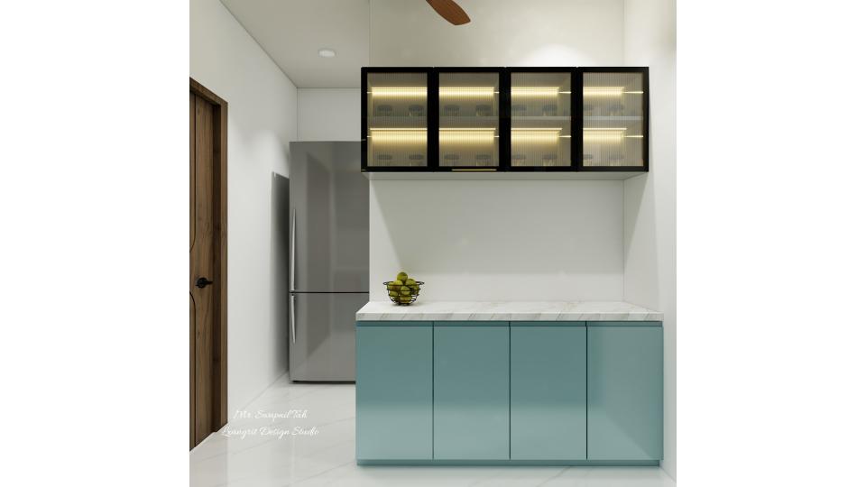 Kitchen another side some storage unit & fluted glass