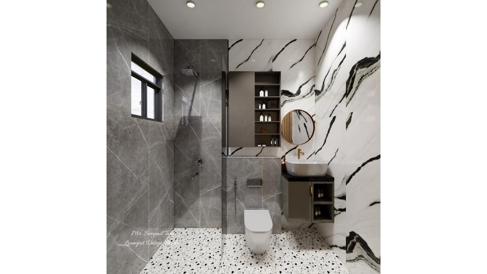 Toilet showing shower area, wc area and vanity unit