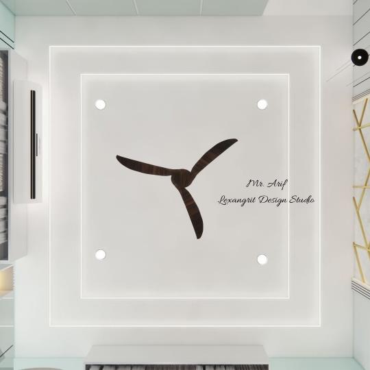 False ceiling two layer design with one ceiling fan