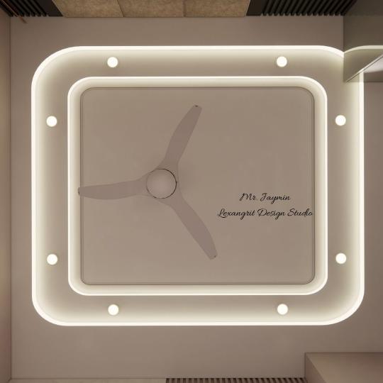 False Ceiling two layer design with one ceiling fan