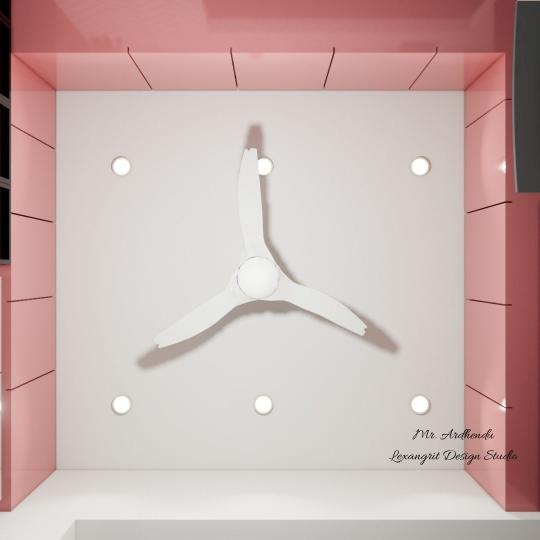 Fasle ceiling one layer design with ceiling fan