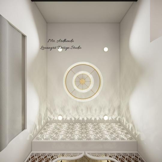 Fasle ceiling one layer design with chandelier ceiling light