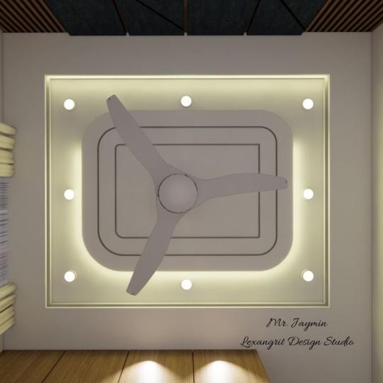 Fasle ceiling two layer design with one ceiling fan