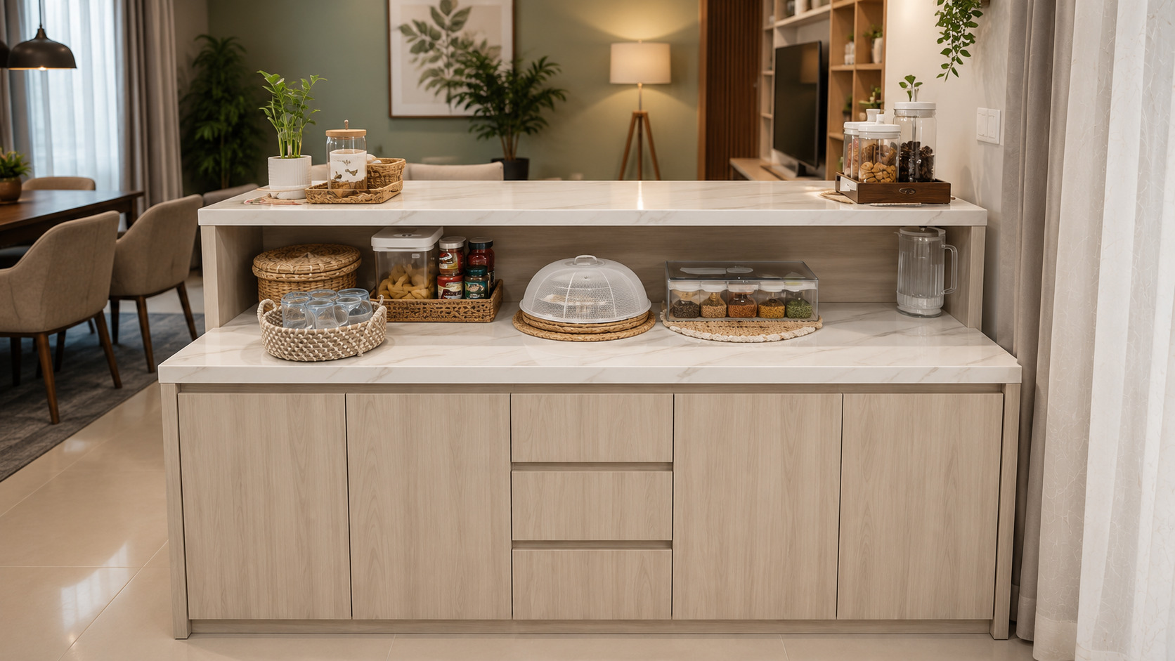 Feature image for the blog "Handleless Kitchen Guide," showcasing a stylish, clutter-free handleless kitchen with modern aesthetics.