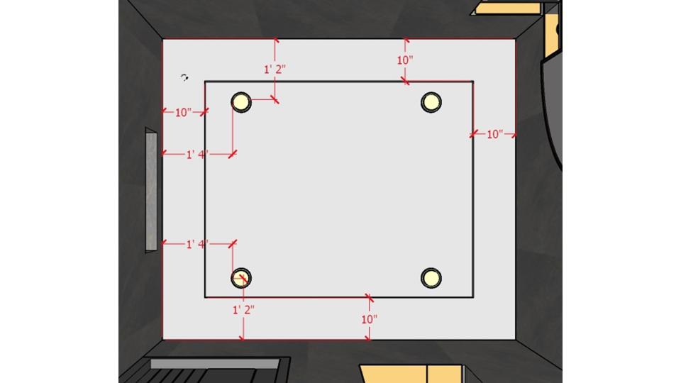 Bedroom Toilet false ceiling view  2d dimensions