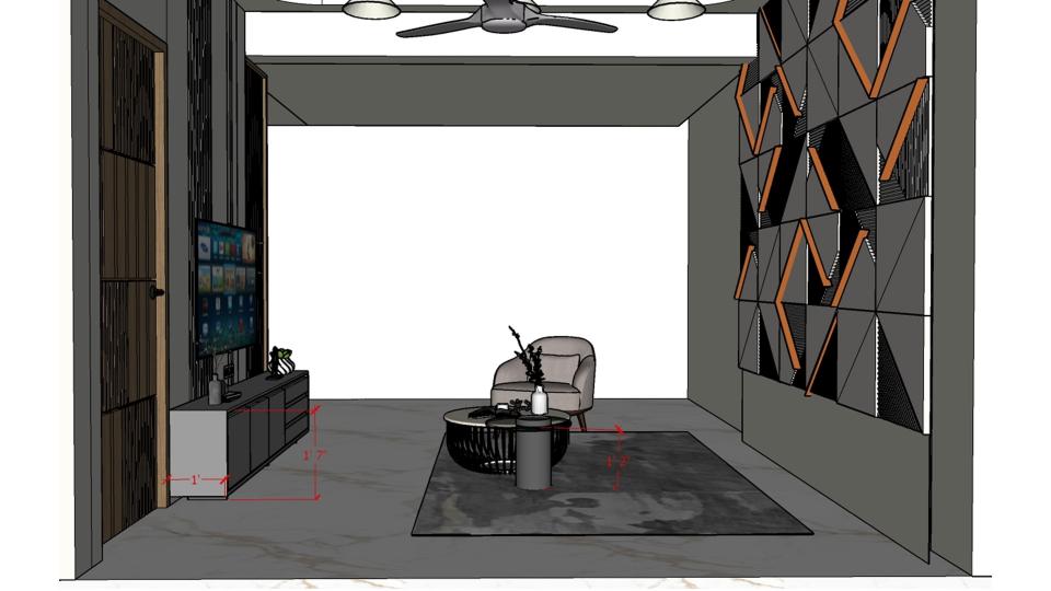 Living room tv unit and center table 2d dimensions