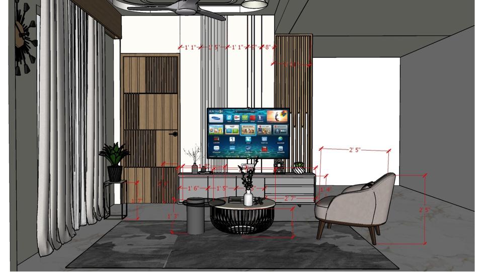 Living room tv unit front view 2d dimensions