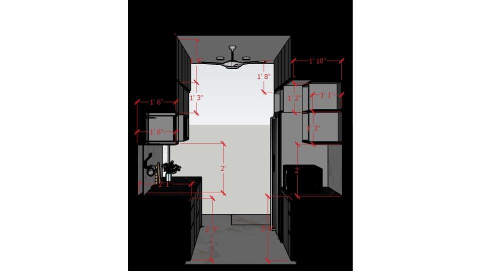 Modular Kitchen cabinet 2d dimensions