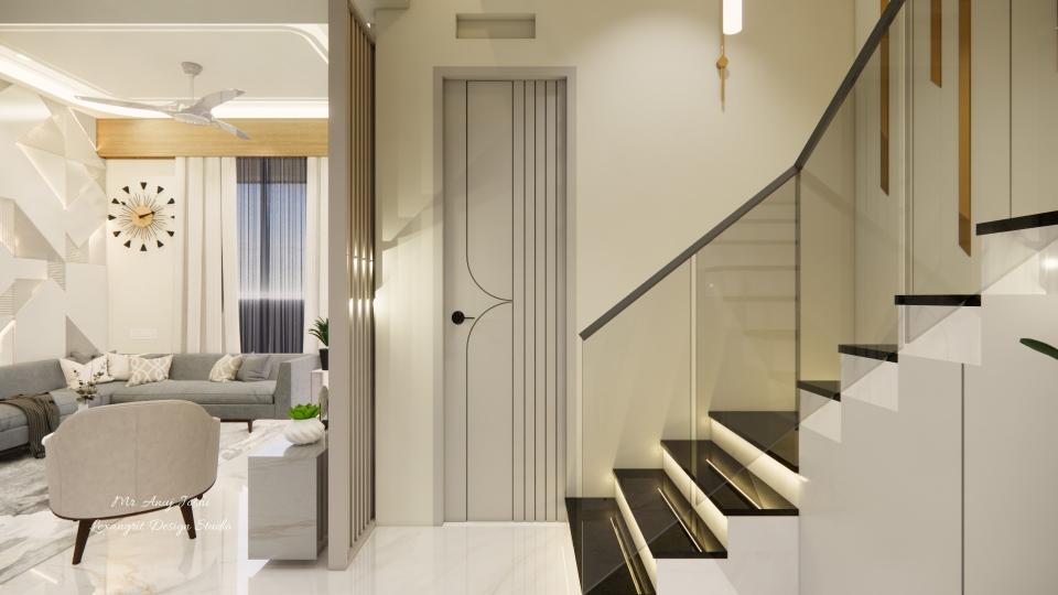 Staircase from living area showing
