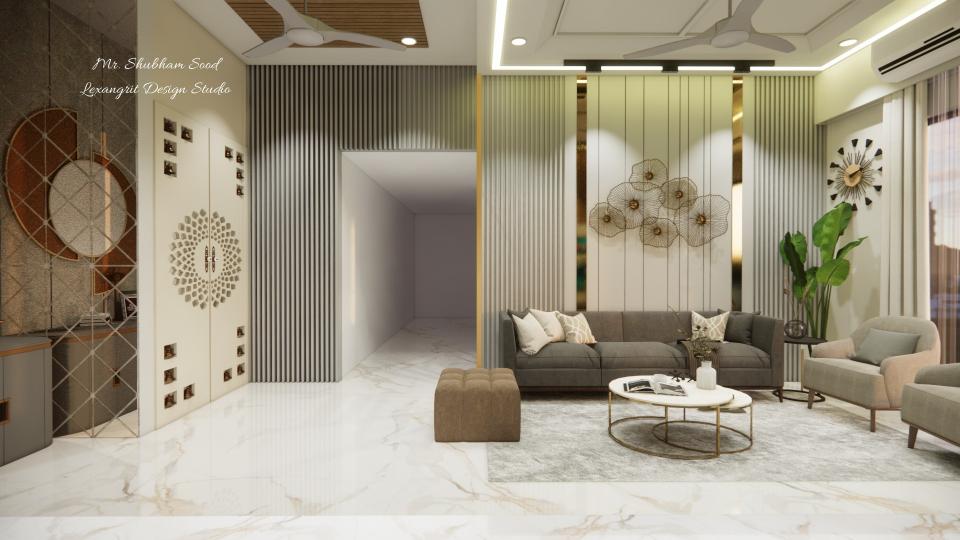 Living room comfortable seating area front of center table