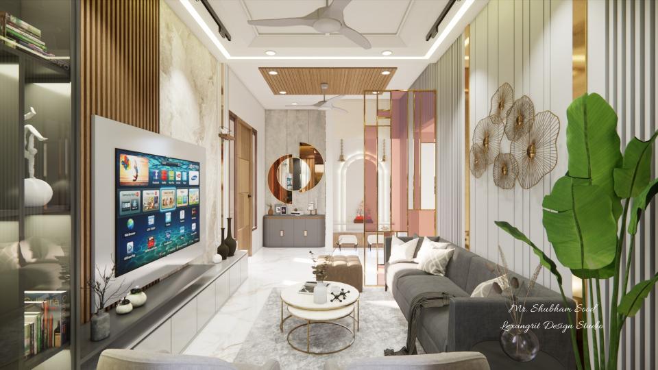 Living room tv unit and decorative wall design