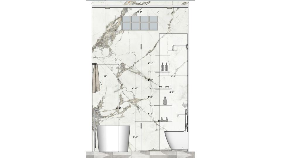 Master Bathroom wc area 2d dimensions